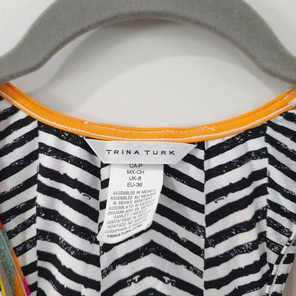 TRINA TURK Multicolor Geometric Pattern Sleeveless Dress, Beach Cover Up, Size S - Picture 8 of 16